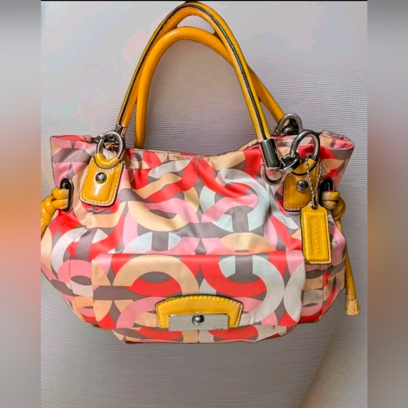 Coach Handbags - Coach F22981 Kristin Beautiful Multicolor Canvas/Leather Bag Excellent Condition